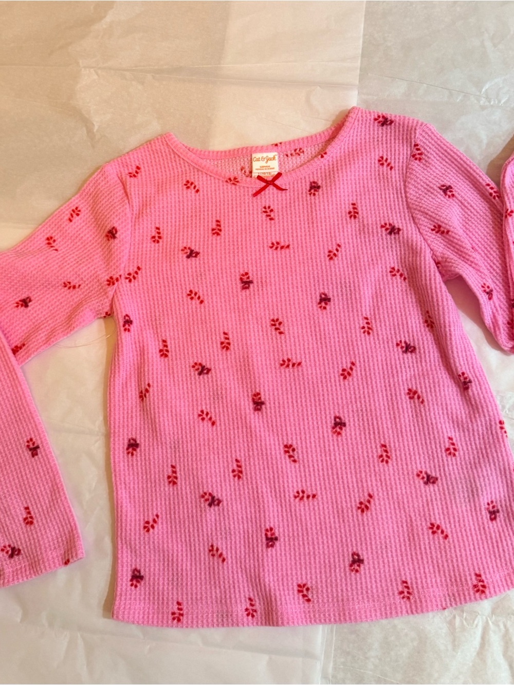NWT Cat & Jack Pink Long-Sleeve Waffle Pajama Set for Kids